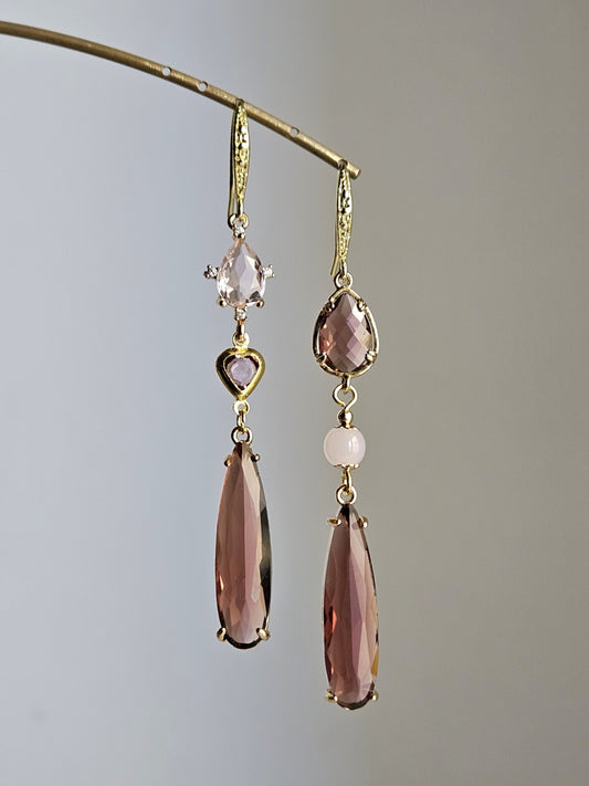 Orecchini vino e peonia