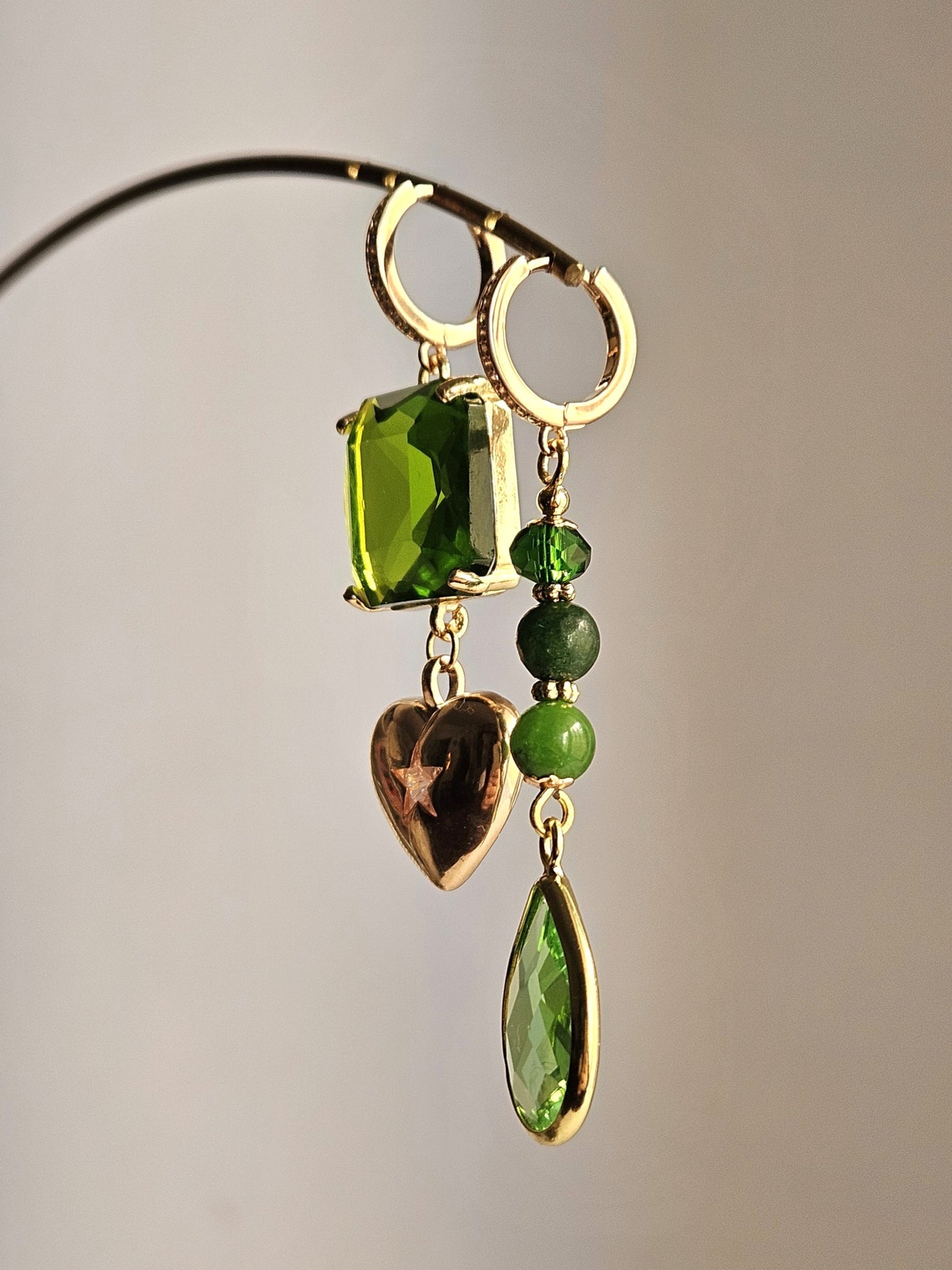 Orecchini verde kiwi e cuore