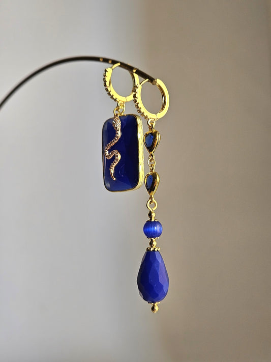 Orecchini snake e blu navy