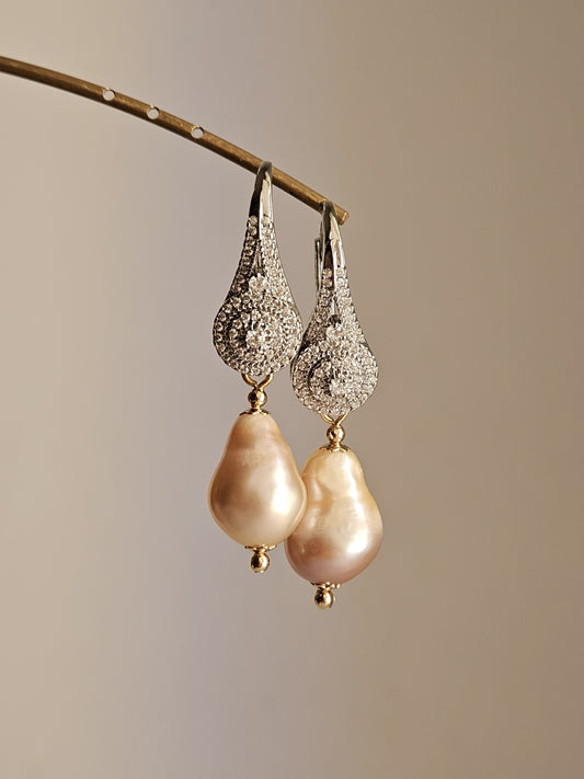 Orecchini perle e strass rètro