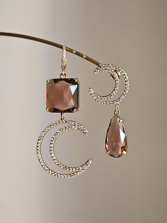 Orecchini lune strass e vino