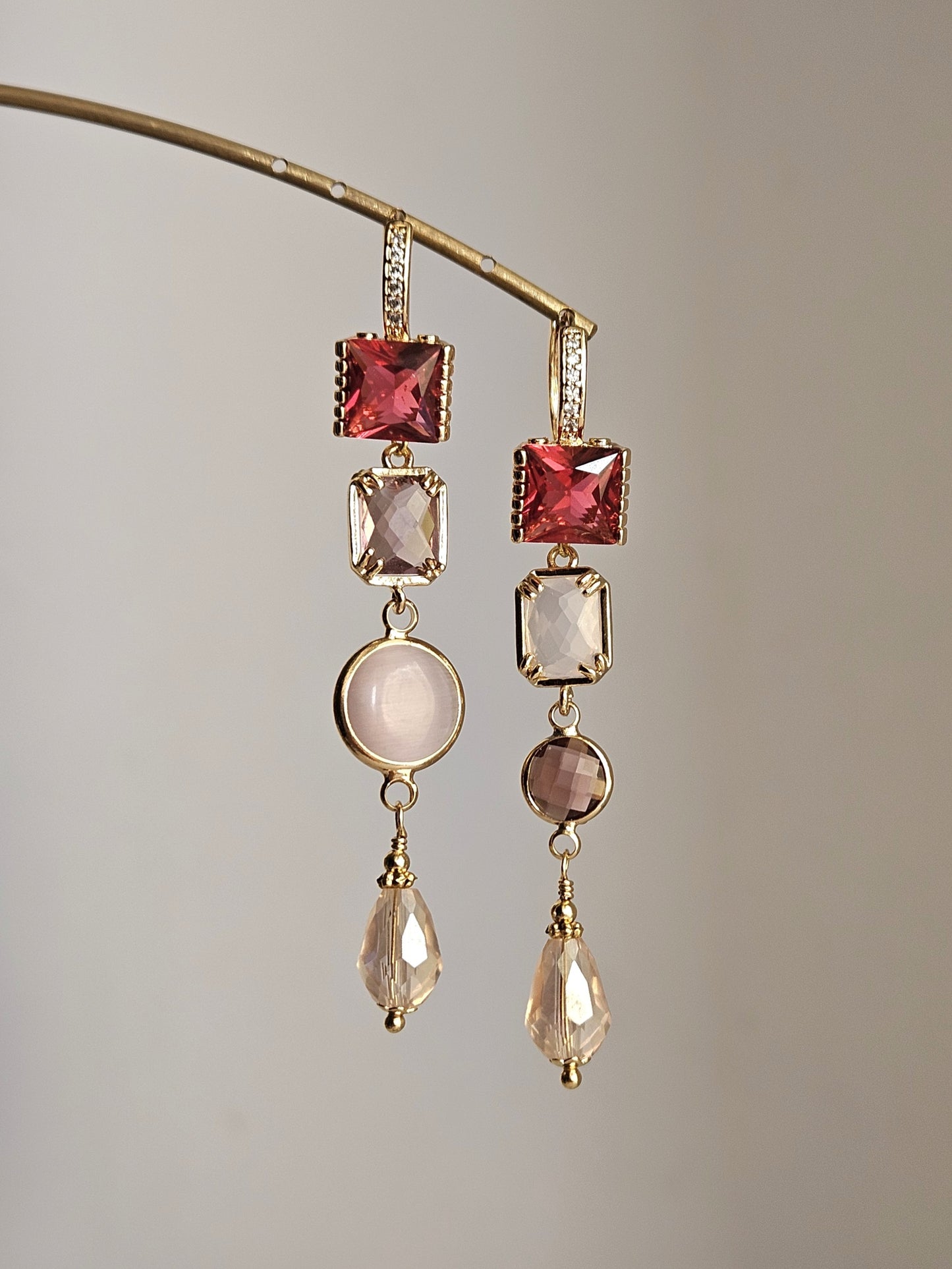 Orecchini amaranto e rosa