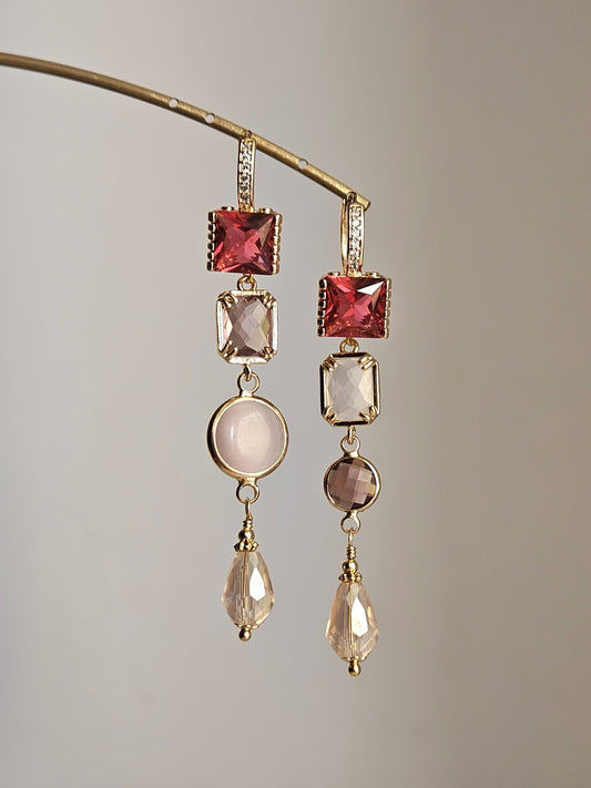 Orecchini amaranto e rosa