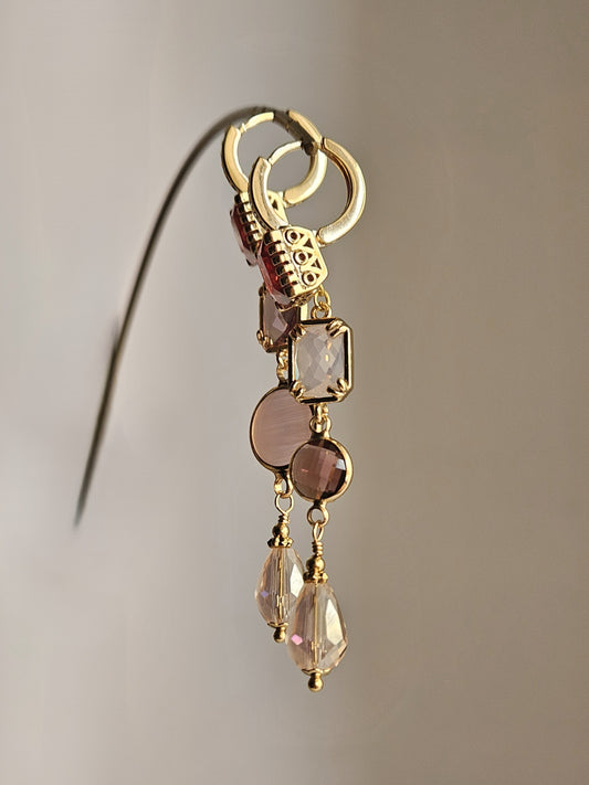 Orecchini amaranto e rosa