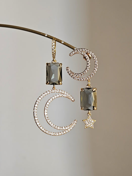 Orecchini lune strass e fumo
