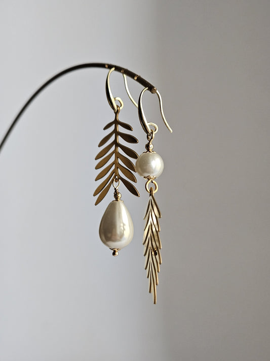 Orecchini felce e perla - Contemporanea -