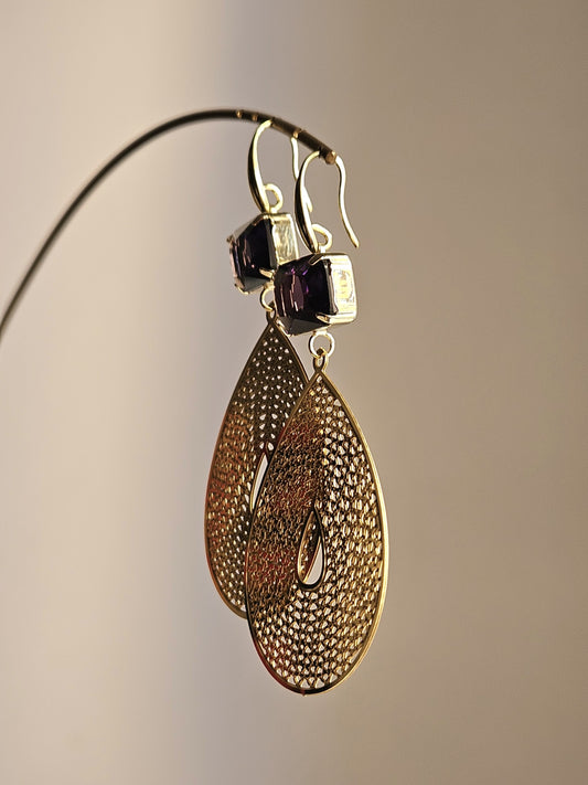 Orecchini gocce e strass nero - Contemporanea -