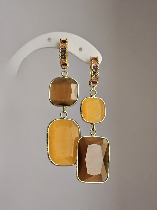 Orecchini tangerine e marron glacé - doppio utilizzo -