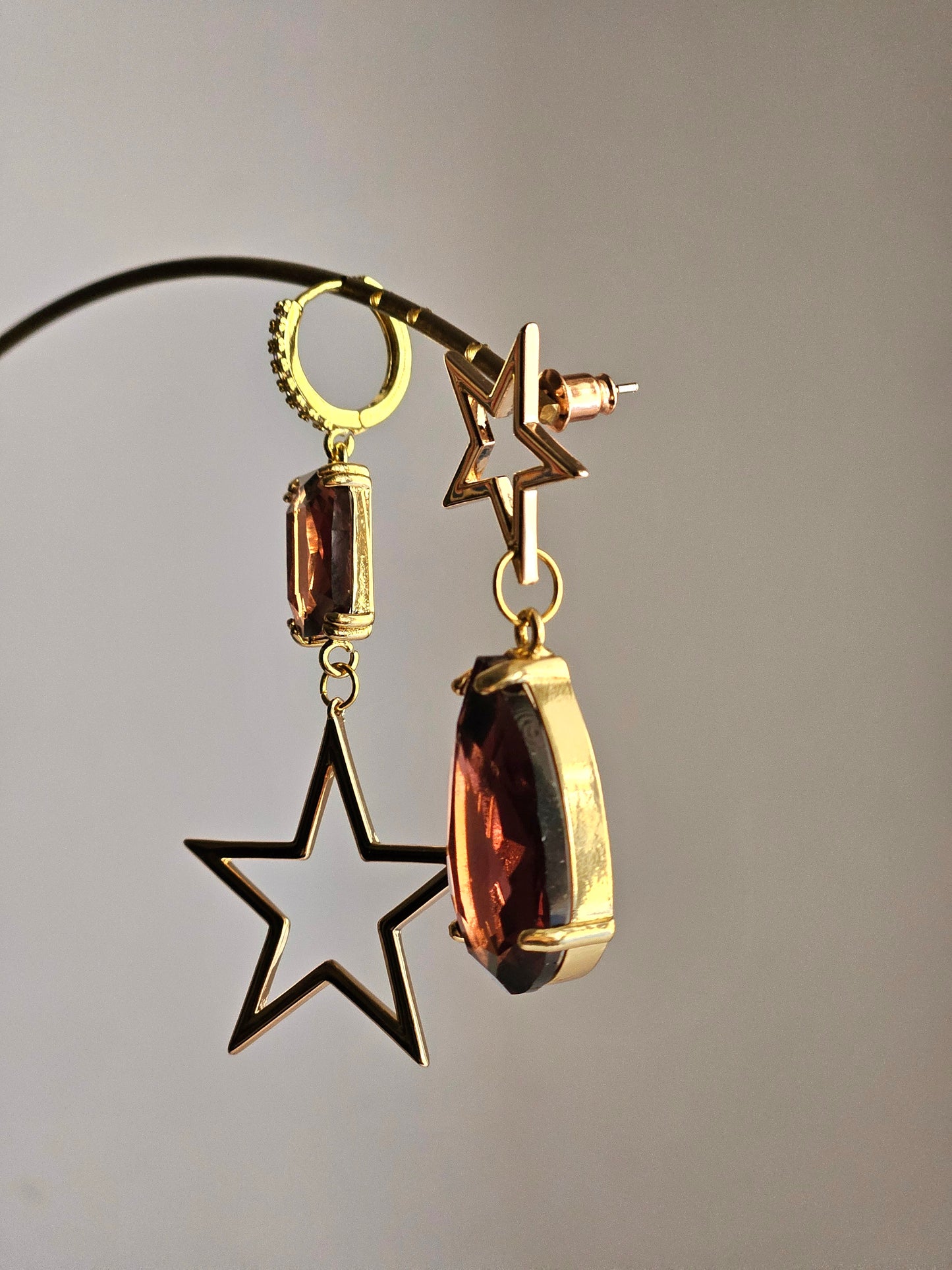 Orecchini stella strass e vino