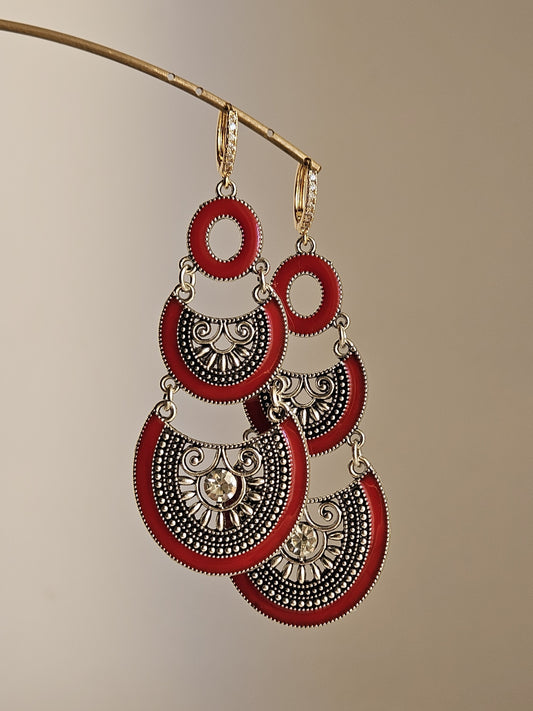 Orecchini etnico in bordeaux