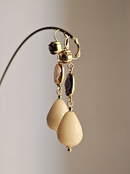 Orecchini rosa pallido e viola