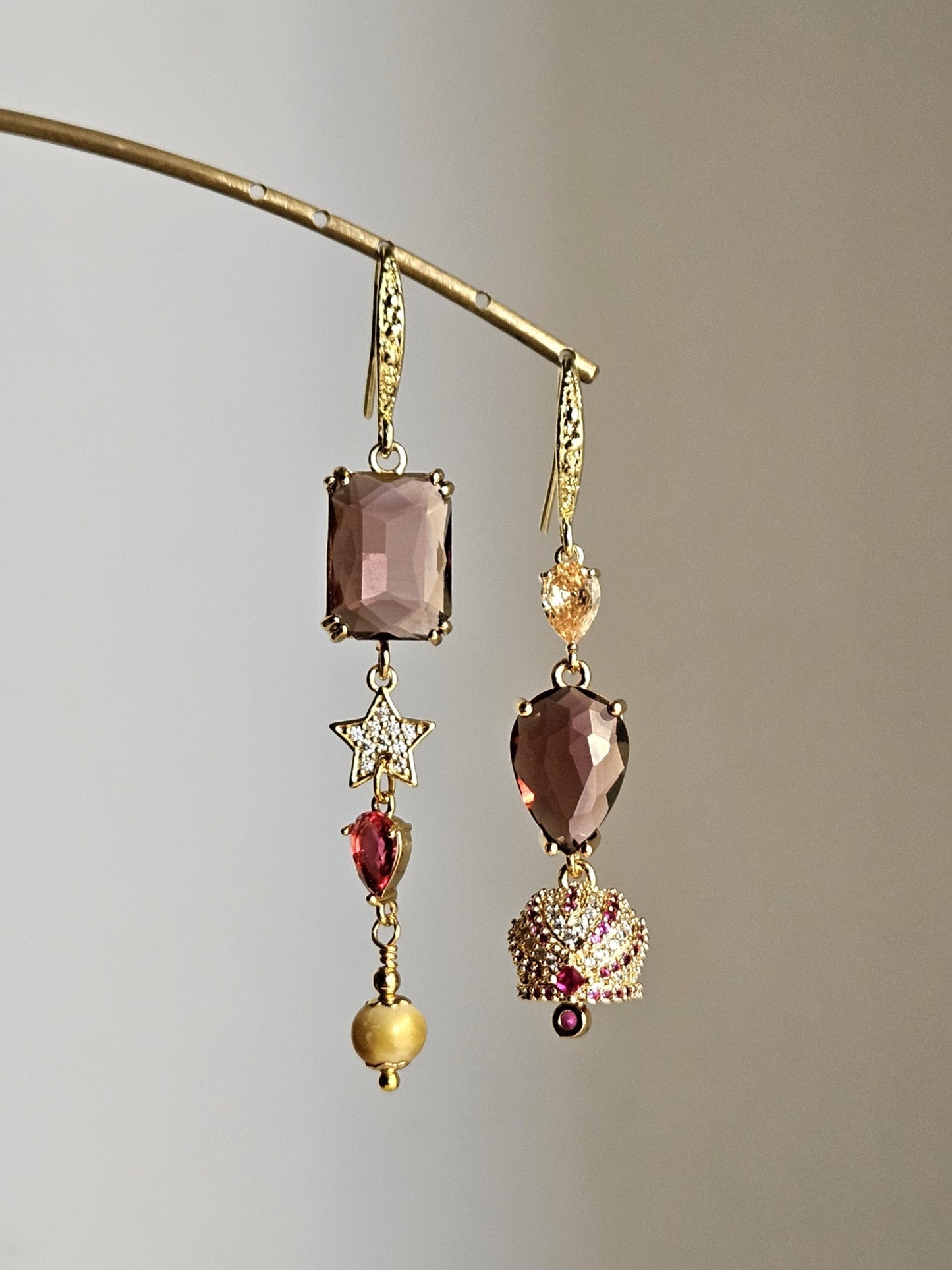 Orecchini vaniglia amaranto e bell