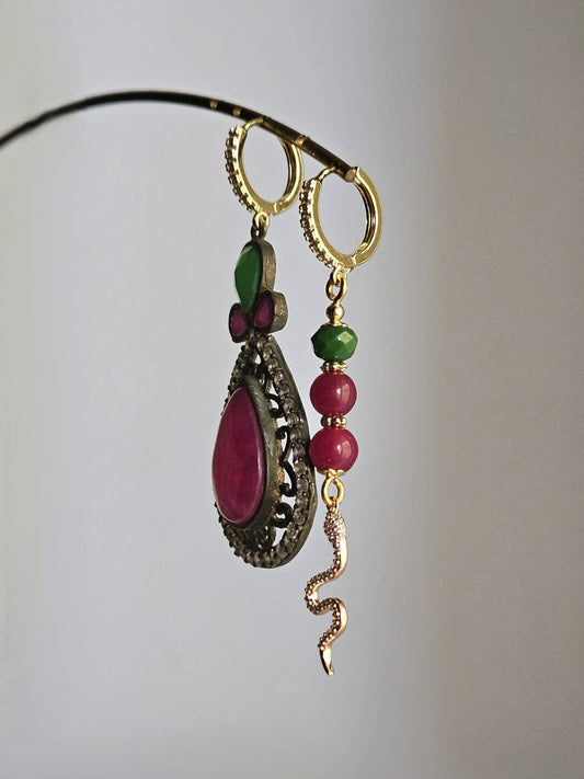 Orecchini goccia vintage e snake