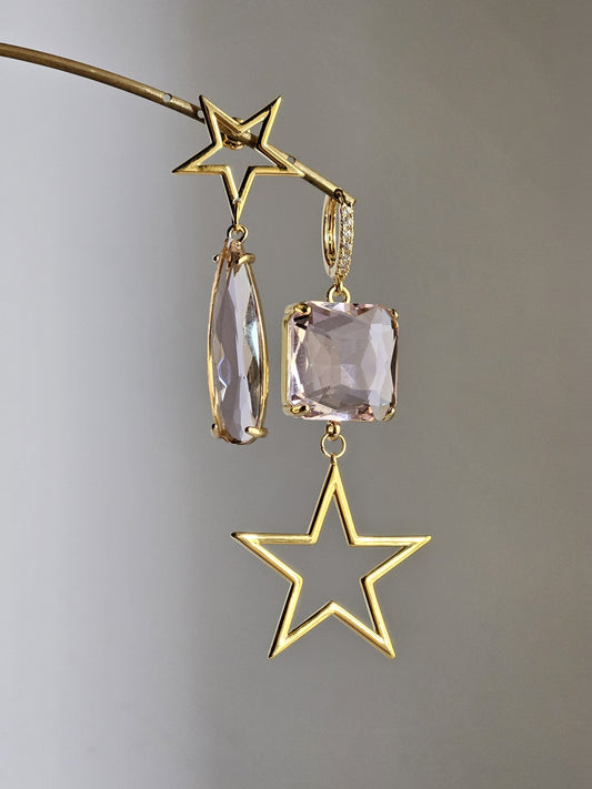 Orecchini stelle peonia e strass