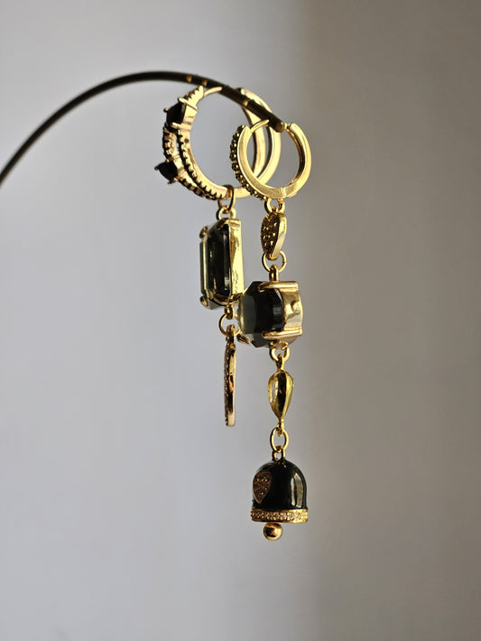 Orecchini cuori fumo nero e bell