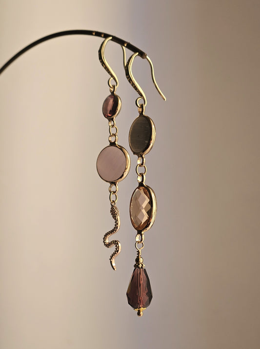 Orecchini Zehra snake viola e grigio