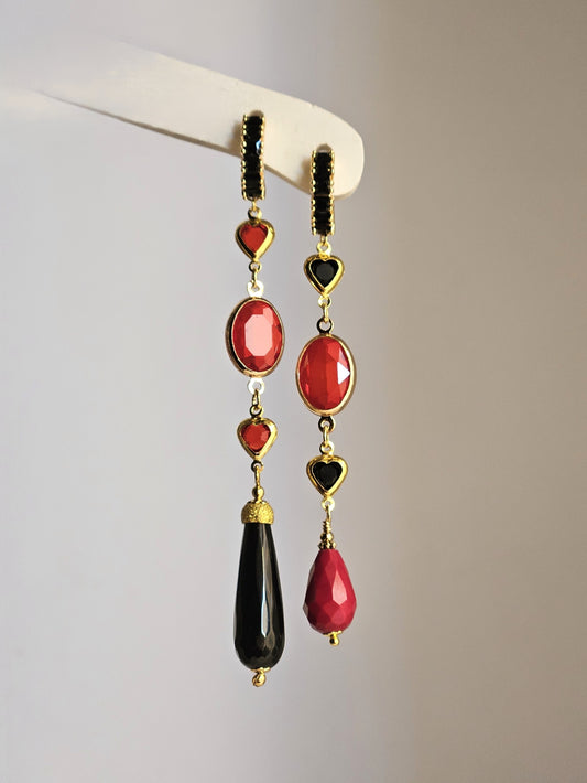 Orecchini Zehra rosso e nero -Due in uno-