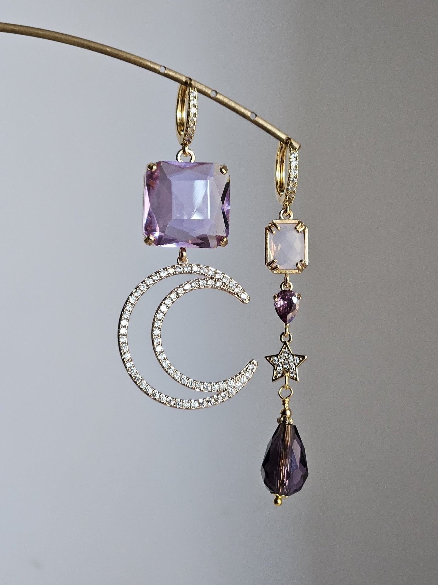 Orecchini luna glicine e viola