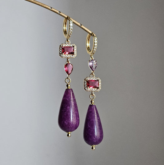 Orecchini amaranto e viola