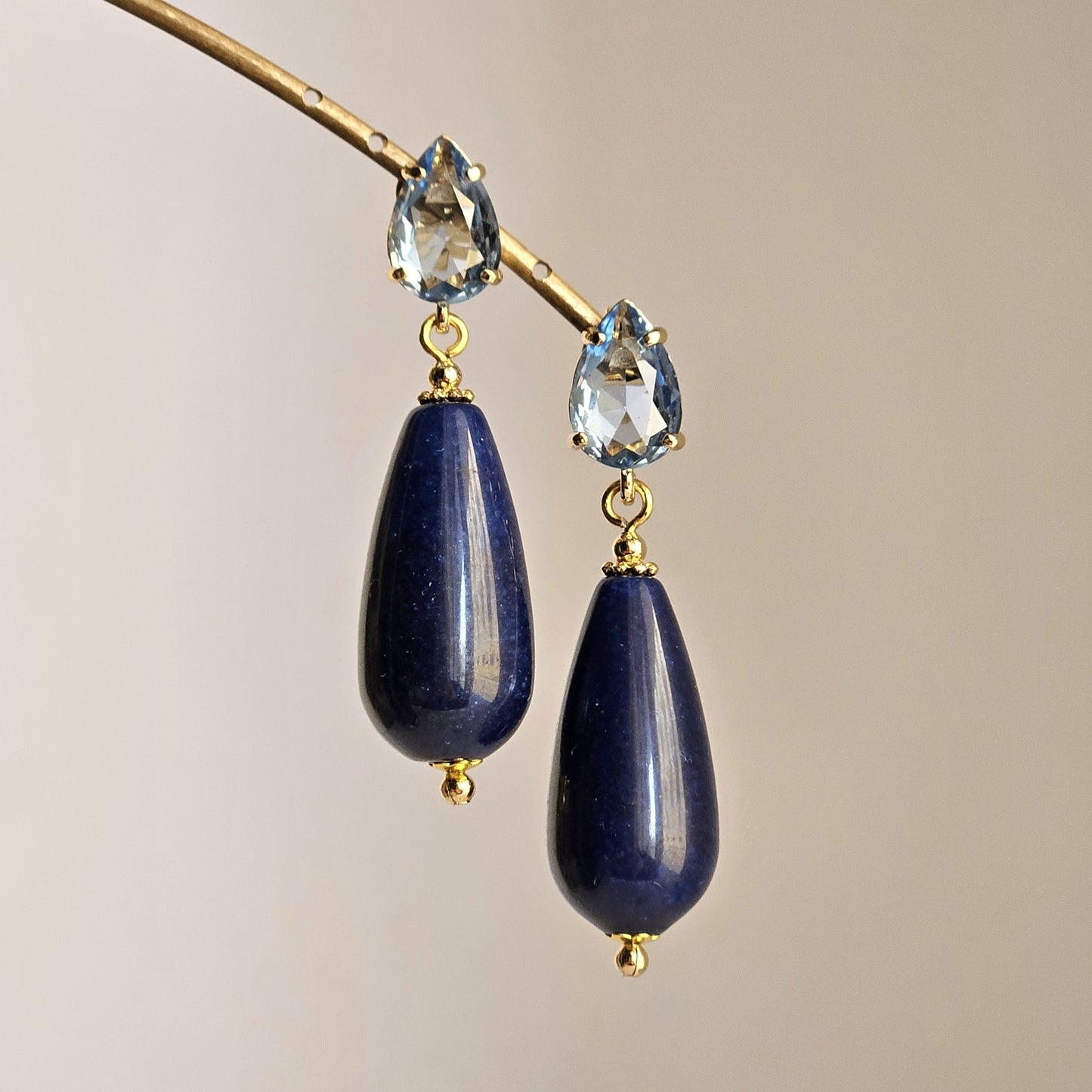 Orecchini strass acqua azzurra e blu