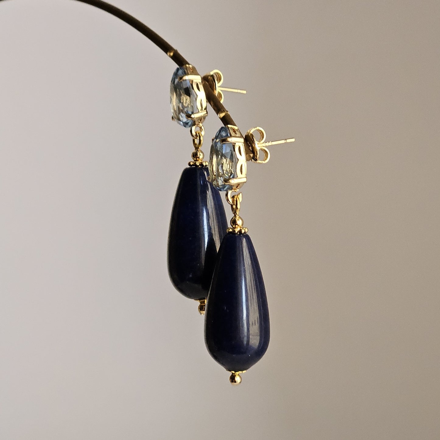 Orecchini strass acqua azzurra e blu