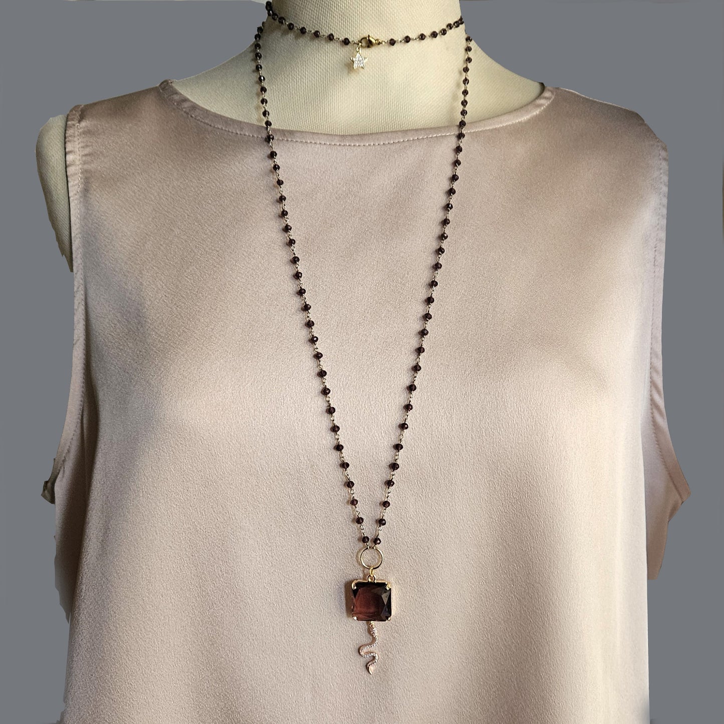 Collana strass vino e snake