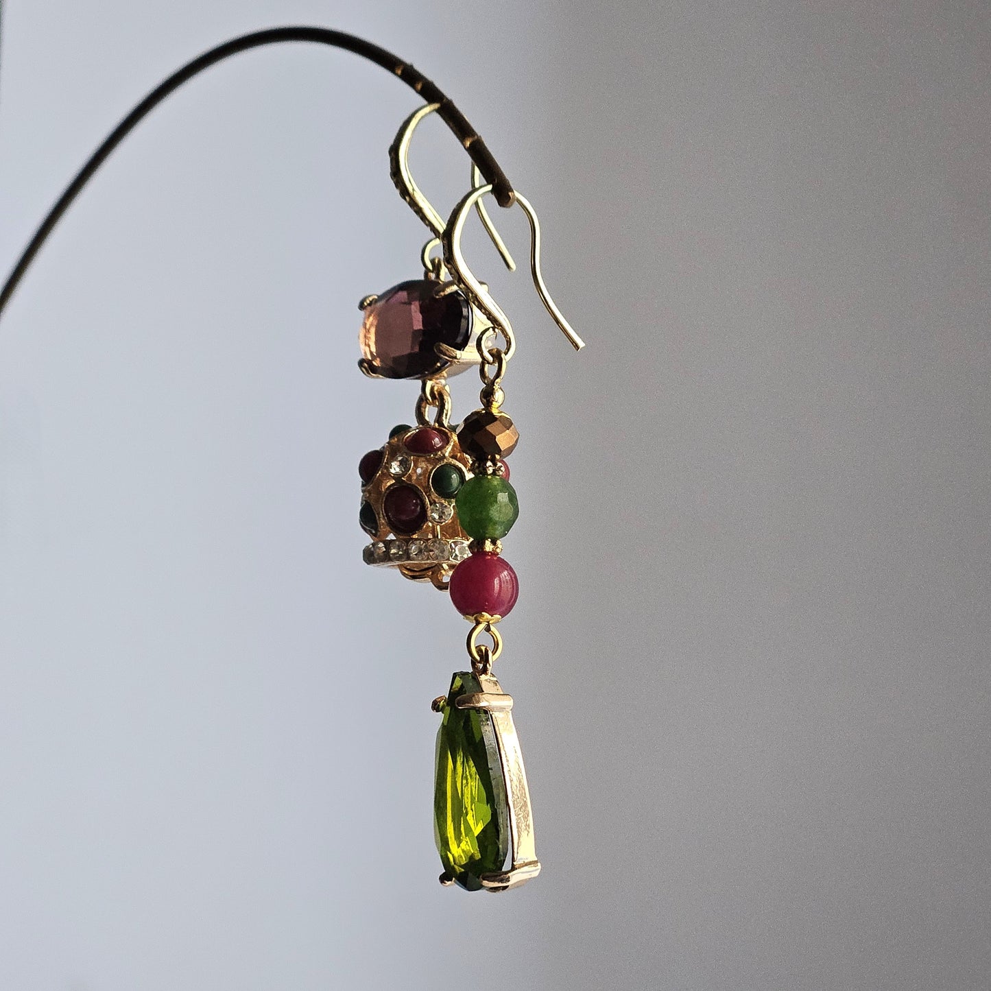 Orecchini strass vino verde e bell