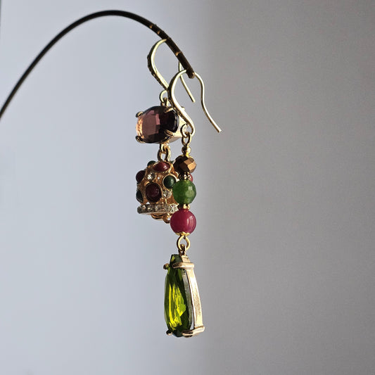 Orecchini strass vino verde e bell