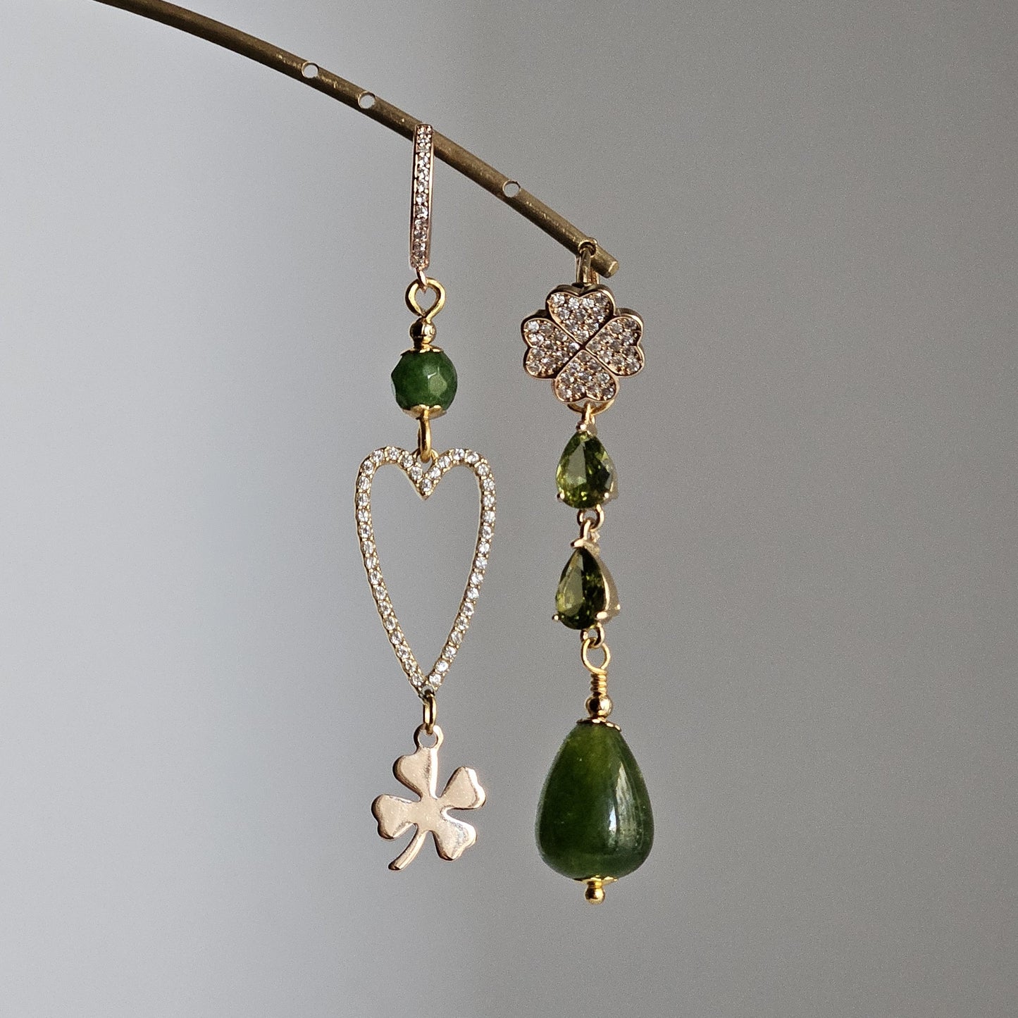 Orecchini strass lucky e verde