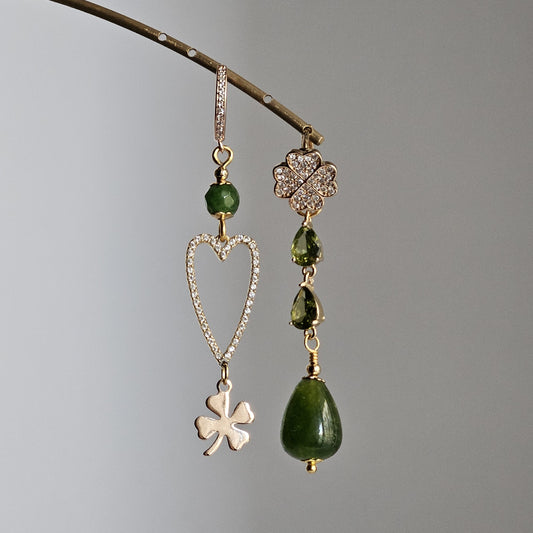 Orecchini strass lucky e verde