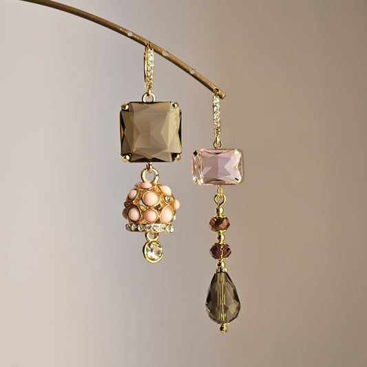 Orecchini strass fango peonia e bell