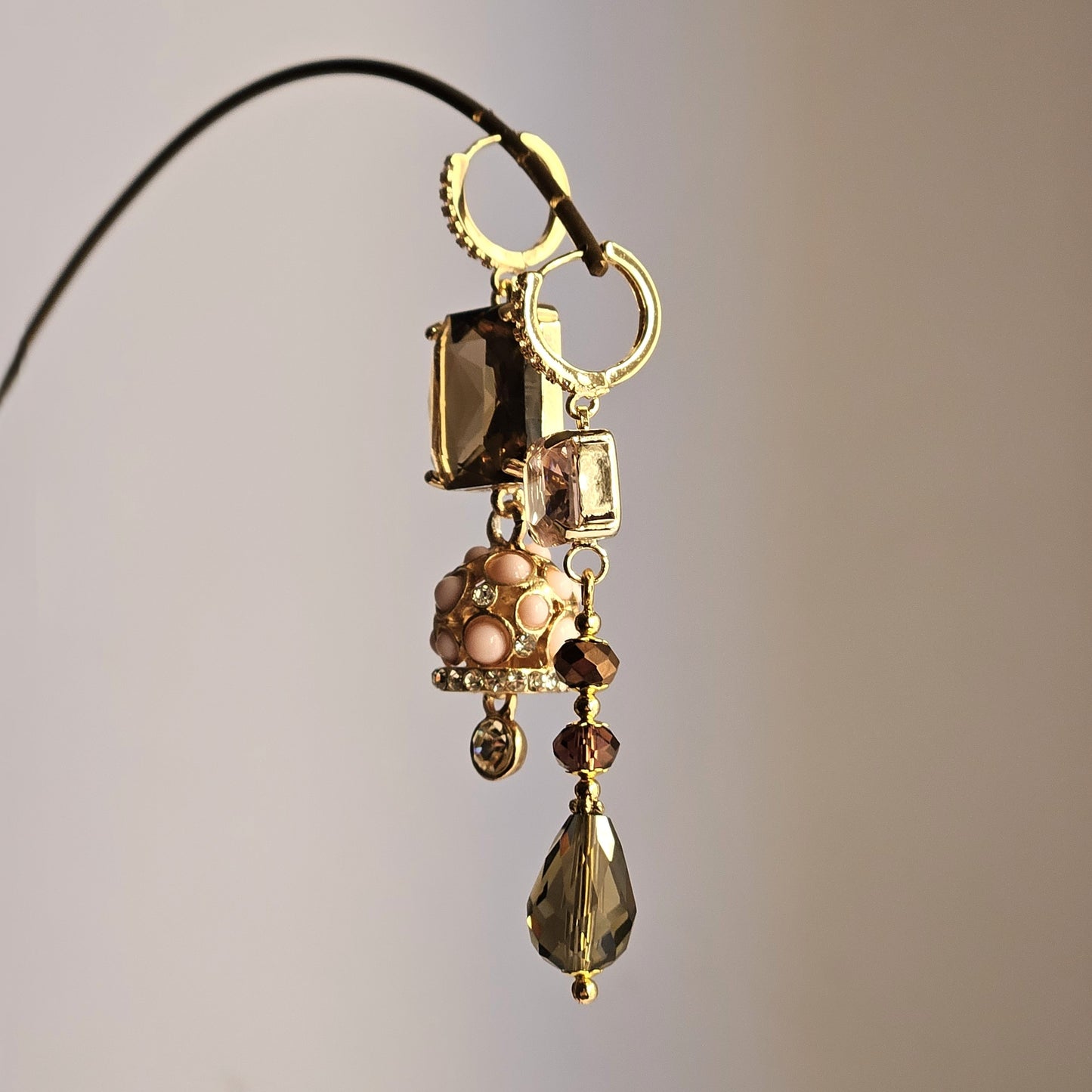 Orecchini strass fango peonia e bell