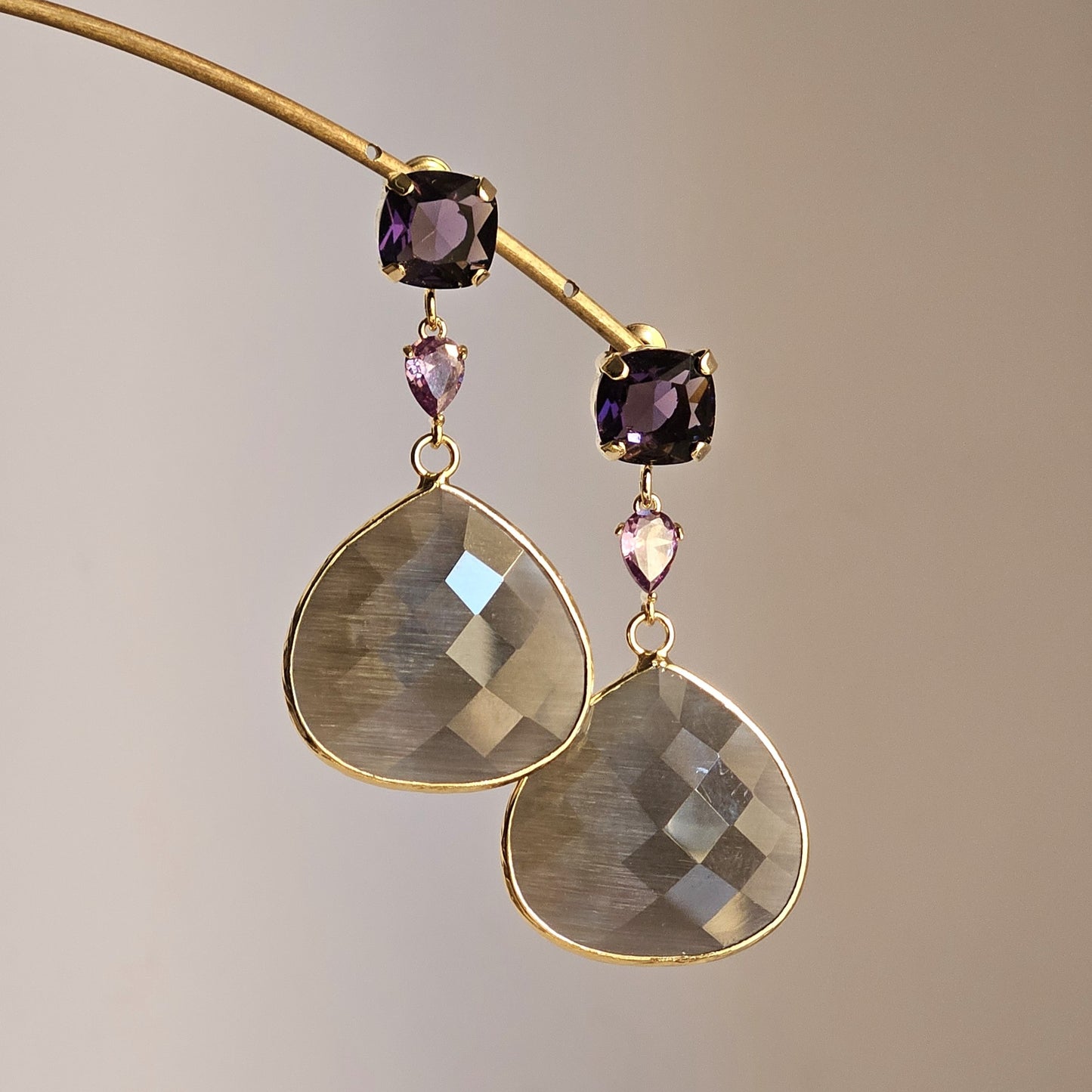 Orecchini strass visone e viola