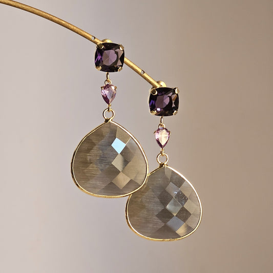 Orecchini strass visone e viola