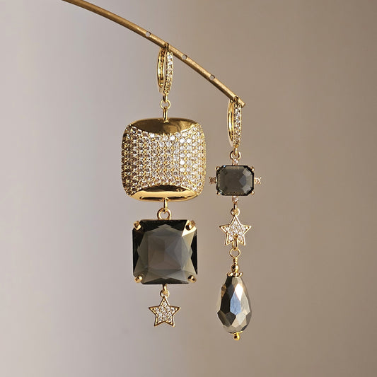 Orecchini Astra fumo e strass