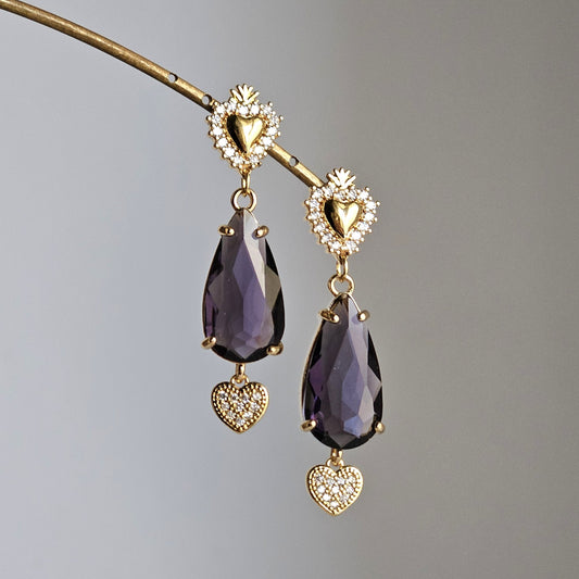 Orecchini cuore cuore sacro e viola