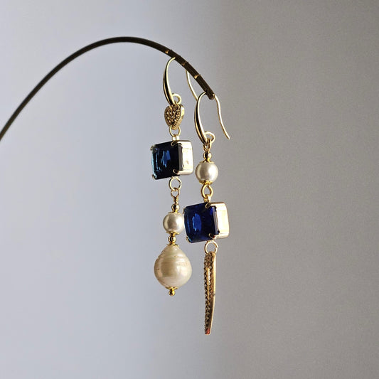 Orecchini cuori perle e blu