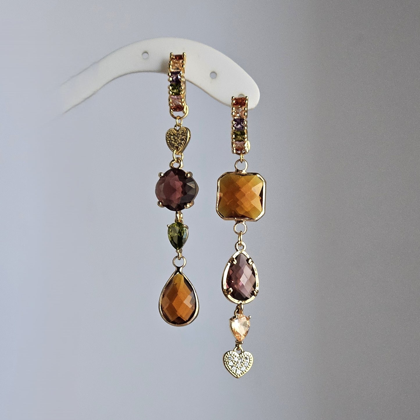 Orecchini Zehra strass ambra e vino - Due in uno -