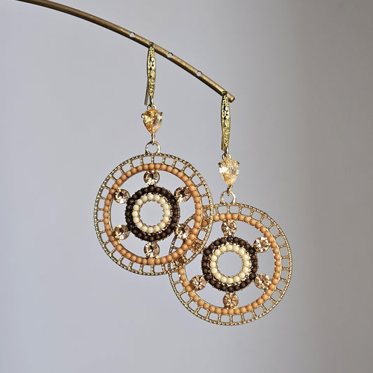 Orecchini Mandala caffè e oro