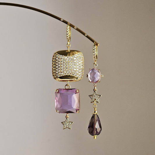 Orecchini Astra glicine e strass