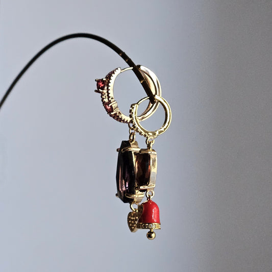 Orecchini strass viola vino e bell