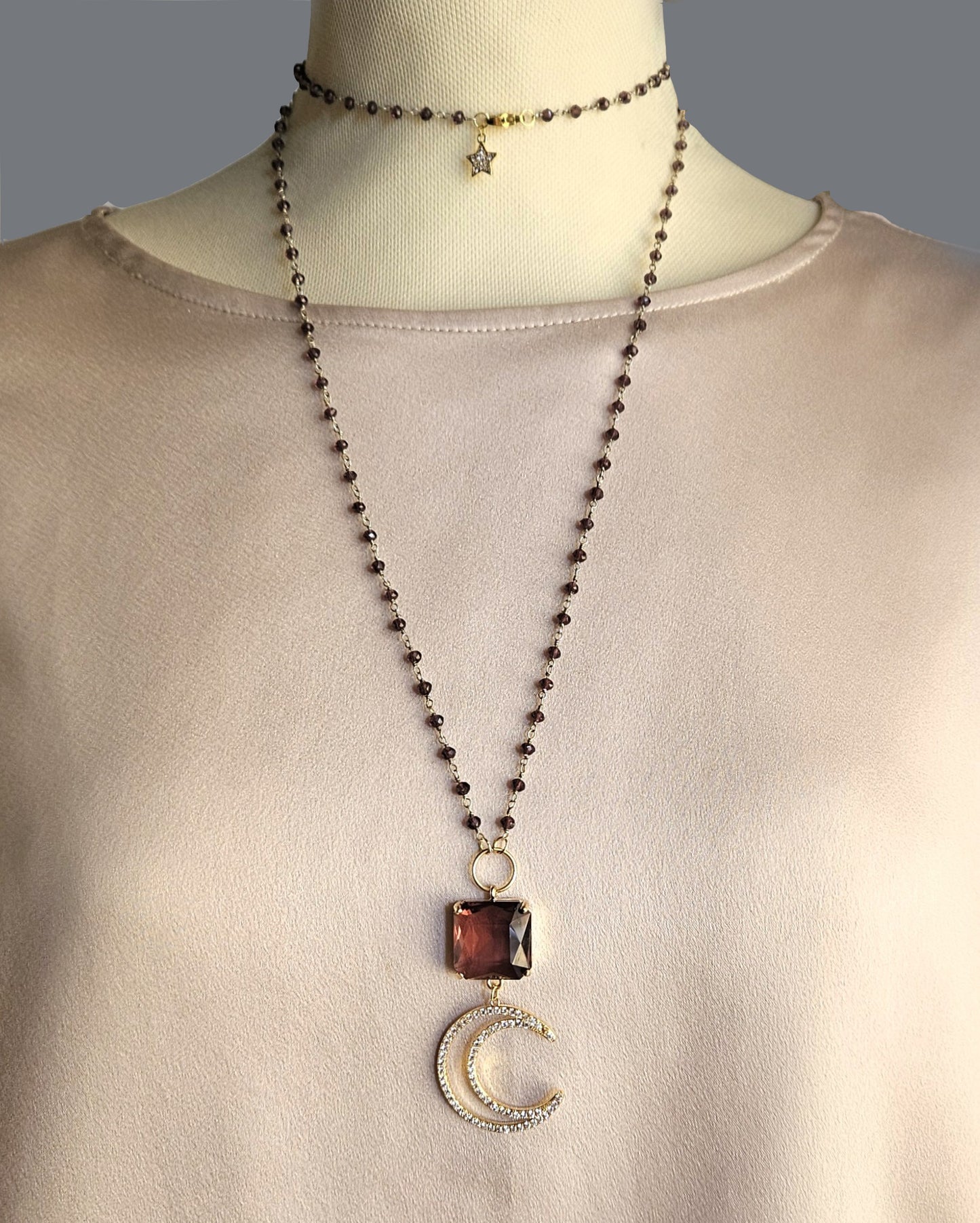 Collana strass vino e luna