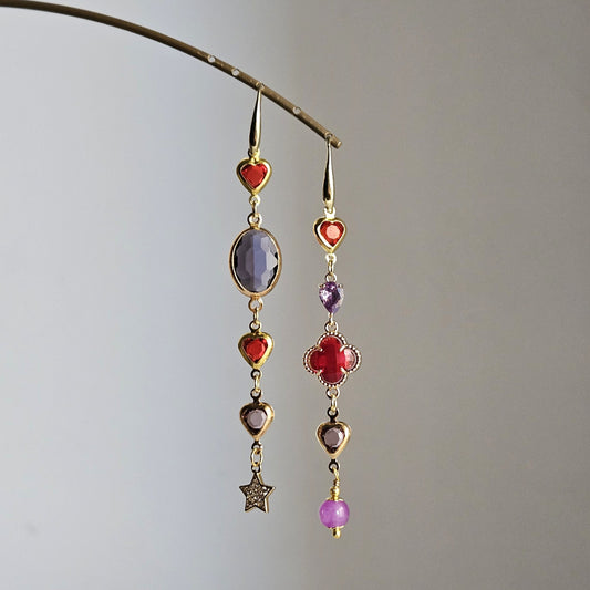 Orecchini Zehra viola e rosso