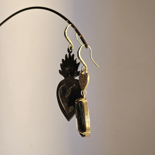 Orecchini cuore antracite e fumo