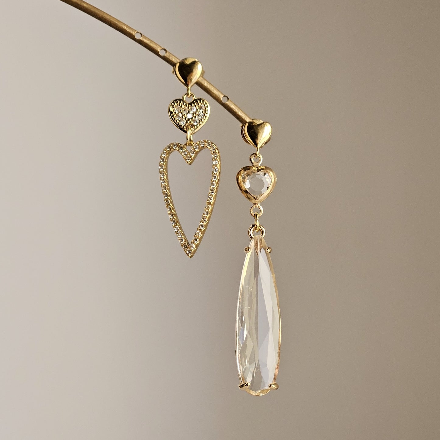 Orecchini cuori e strass ghiaccio