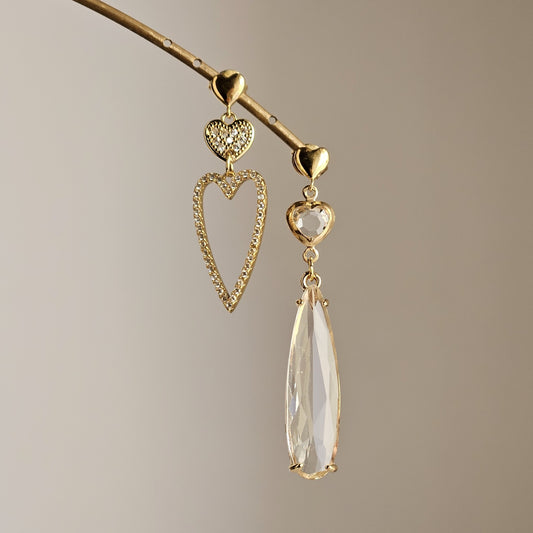 Orecchini cuori e strass ghiaccio