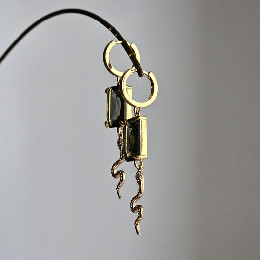 Orecchini strass fumo e snake