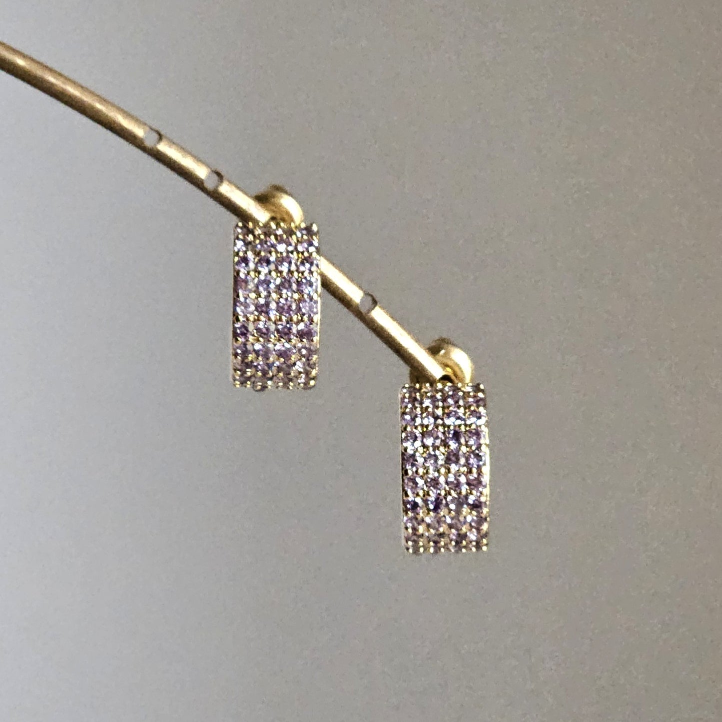 Orecchini fascia strass perno - glicine