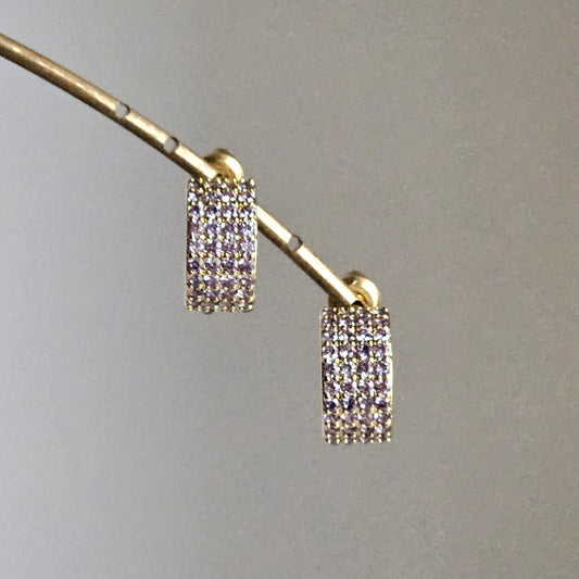 Orecchini fascia strass perno - glicine