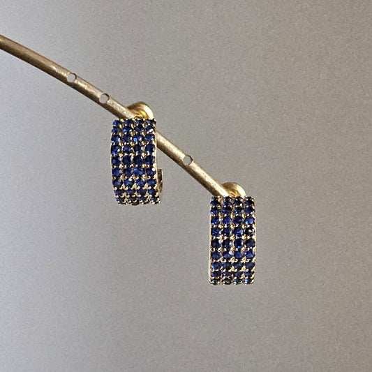 Orecchini fascia strass perno - blu -